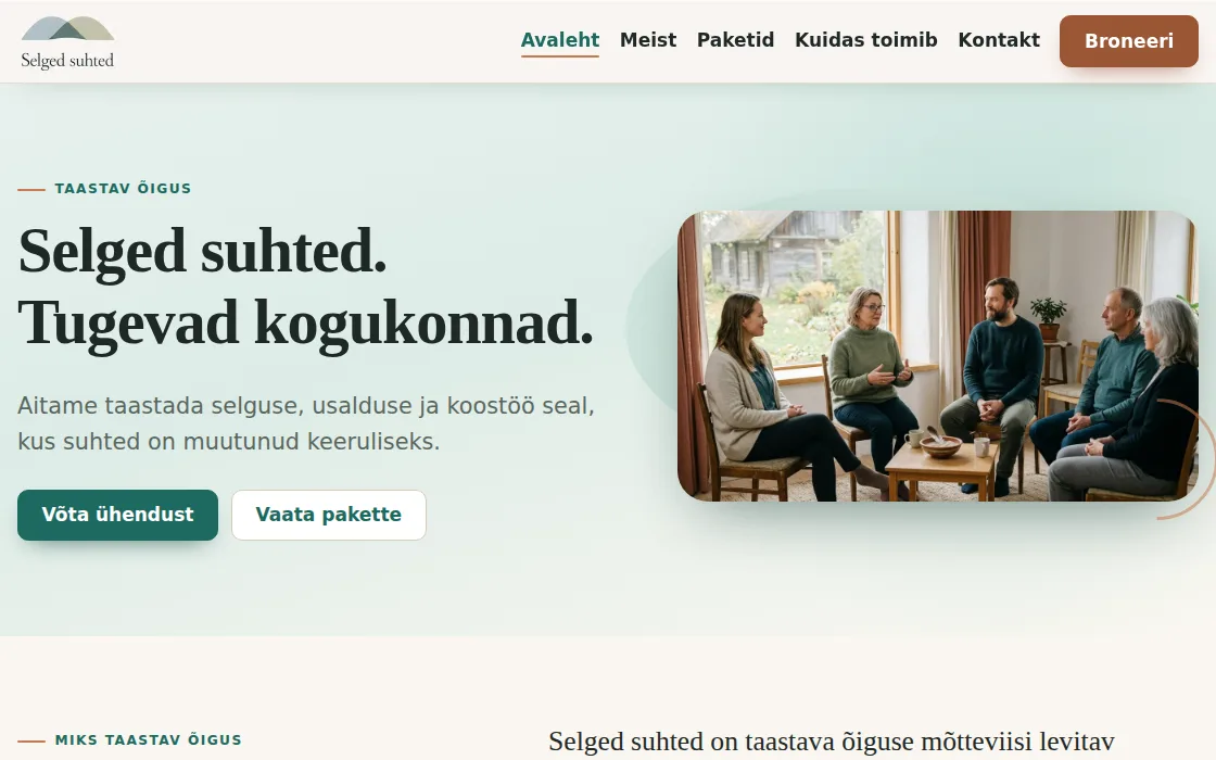 Screenshot of the Selged suhted restorative justice and conflict mediation website